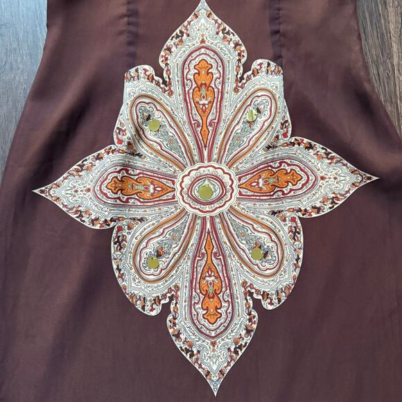 Lyndia Sequin Ornamental Cocktail Dress Brown Gold Size 4 - Picture 10 of 16